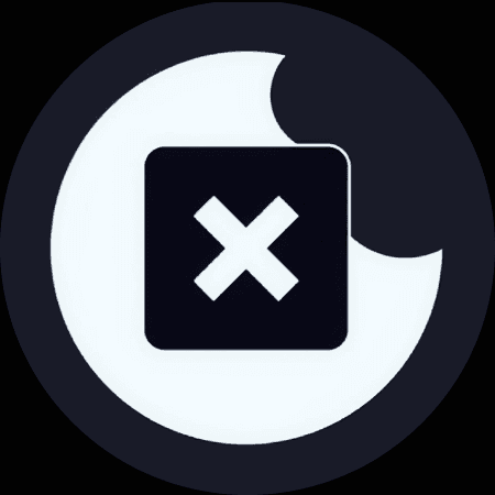 Decorative Cookie-Free by Design symbol — a cookie with an X cutting through it inside a large white circle